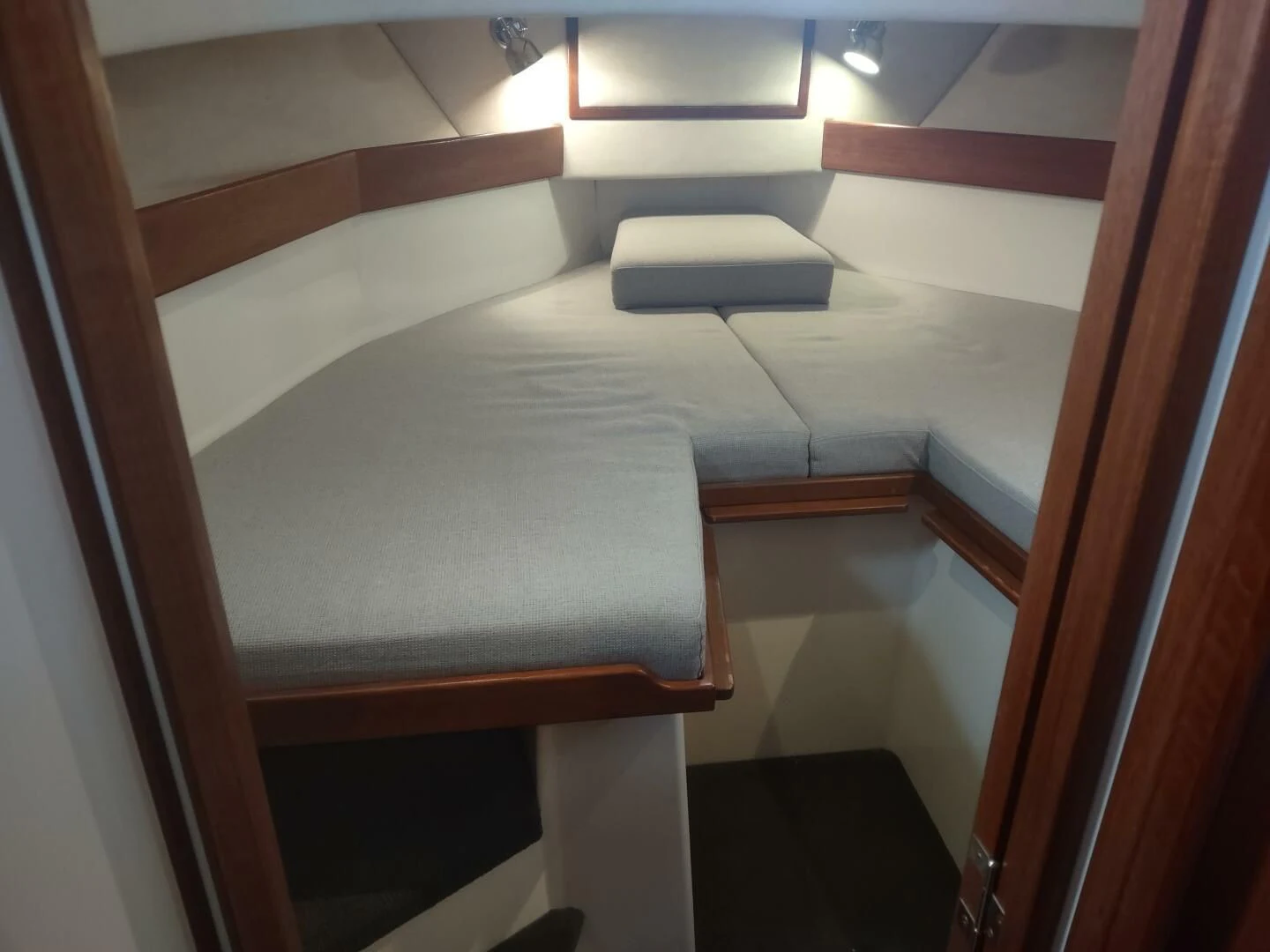 a flight of stairs aboard UNWINED Yacht for Charter