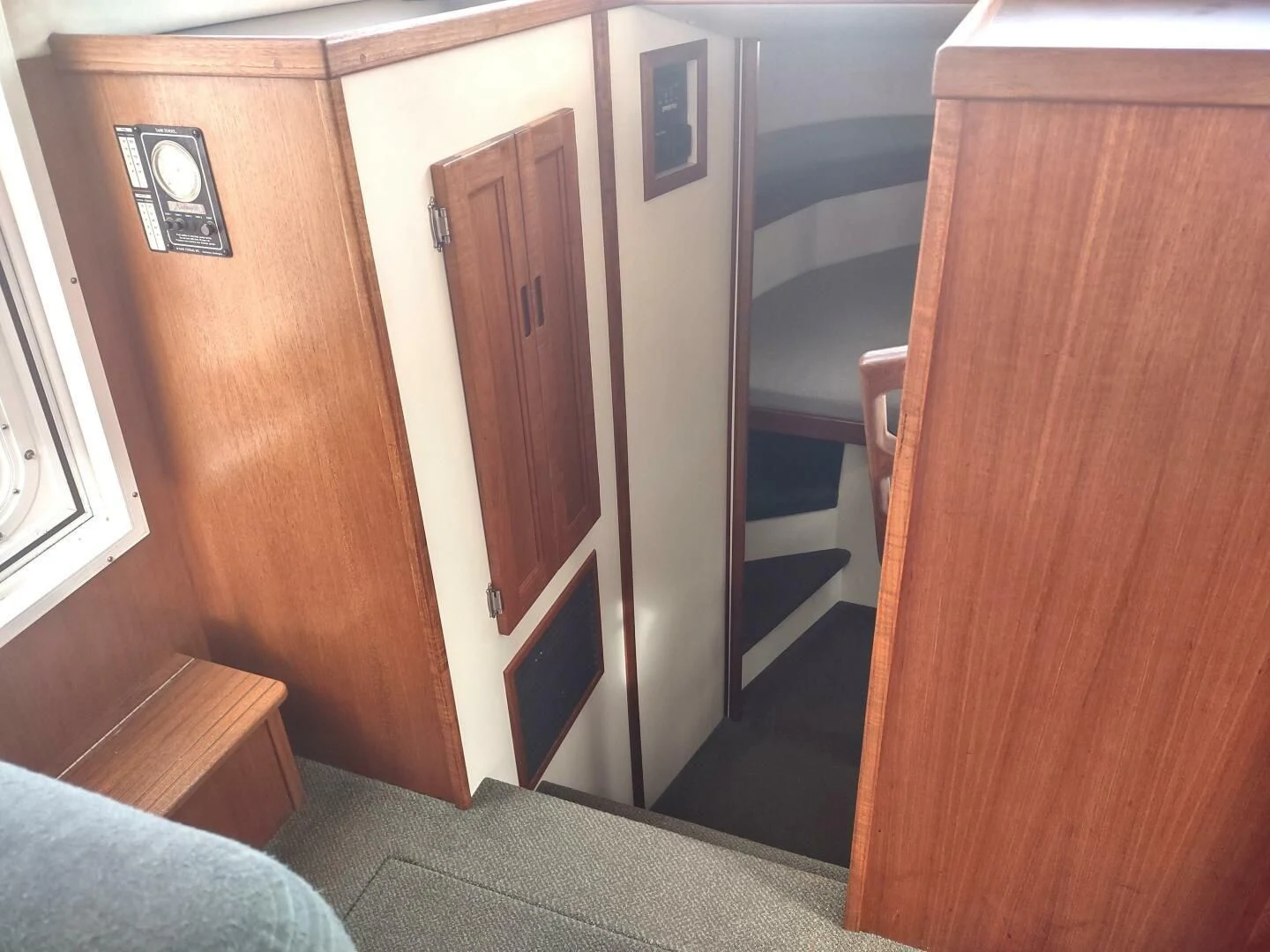 a wooden door leading to a room aboard UNWINED Yacht for Charter