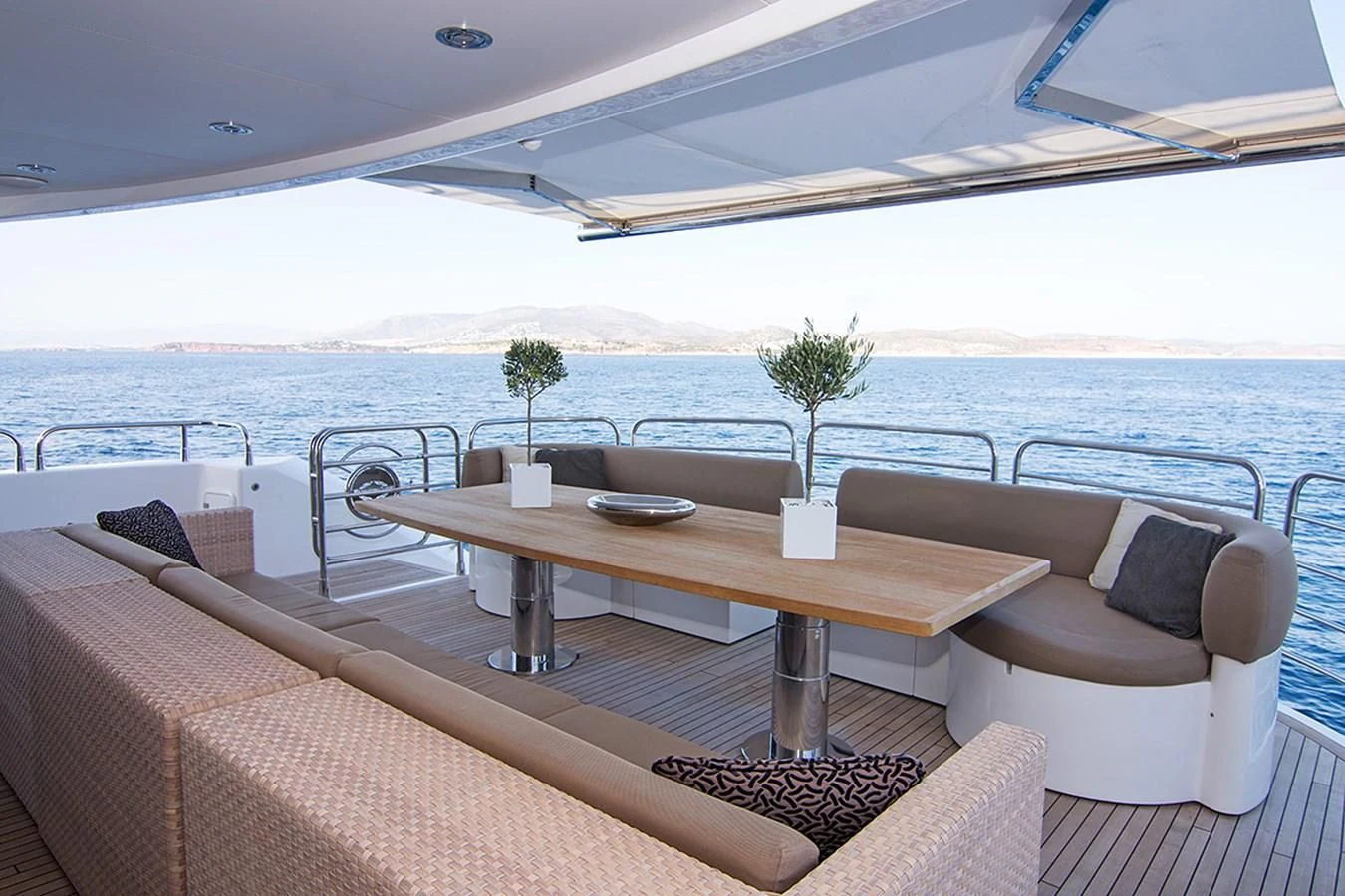 a table on a boat aboard PATHOS Yacht for Sale