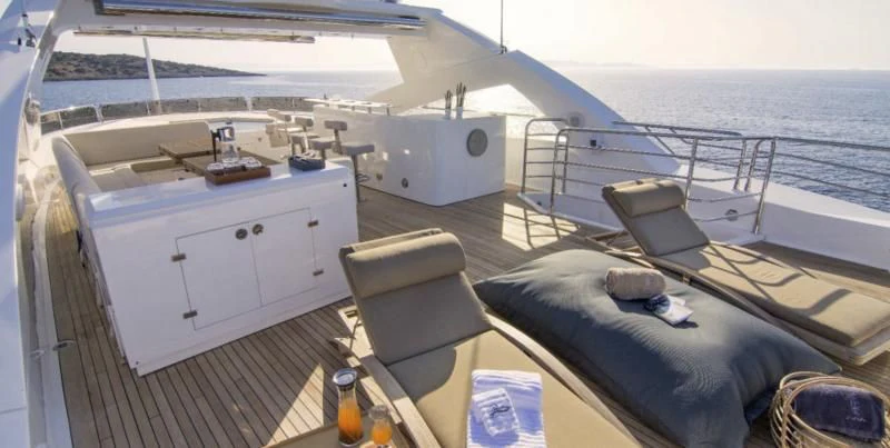 a boat on the water aboard PATHOS Yacht for Sale