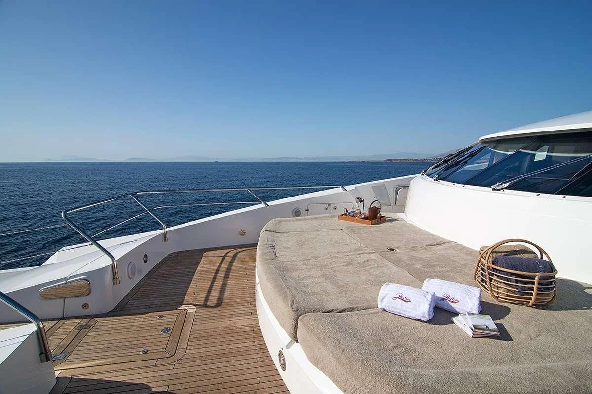 a boat on a deck aboard PATHOS Yacht for Sale