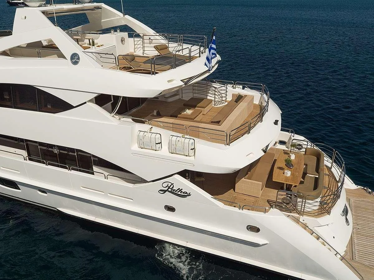 a boat on the water aboard PATHOS Yacht for Sale