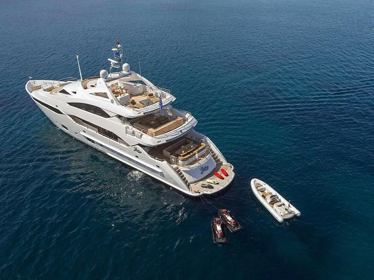 a high angle view of a ship aboard PATHOS Yacht for Sale