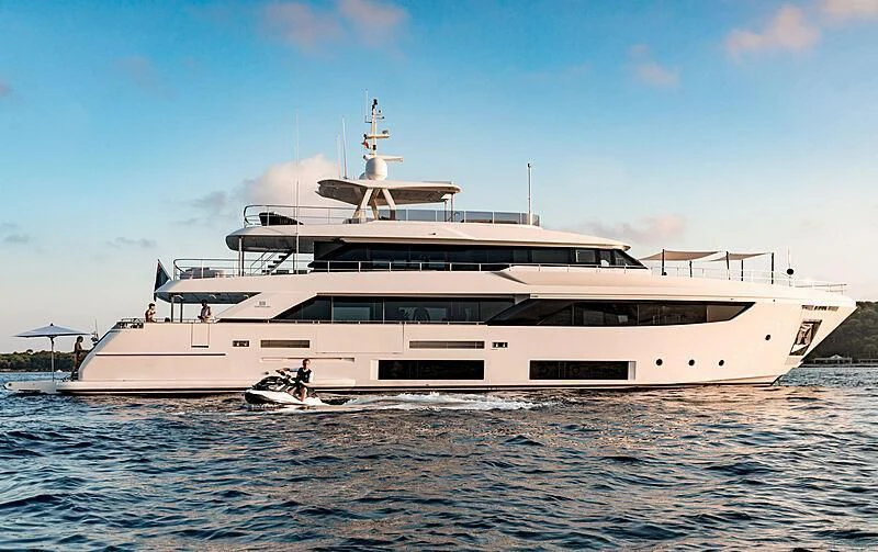 a large white yacht aboard NEWAL Yacht for Sale