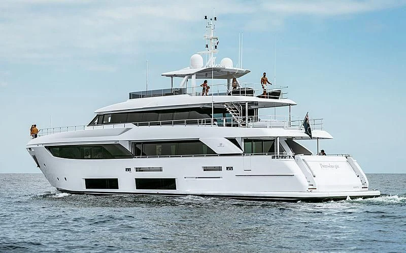 a white yacht on the water aboard NEWAL Yacht for Sale