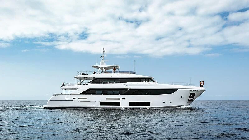 a white yacht in the water aboard NEWAL Yacht for Sale