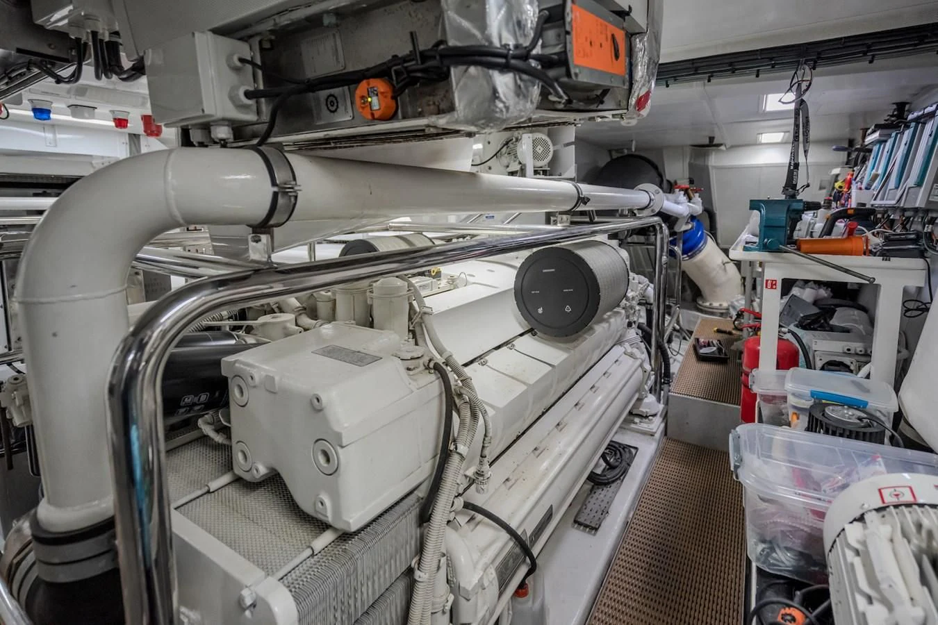 a machine in a factory aboard CHARISMA Yacht for Sale