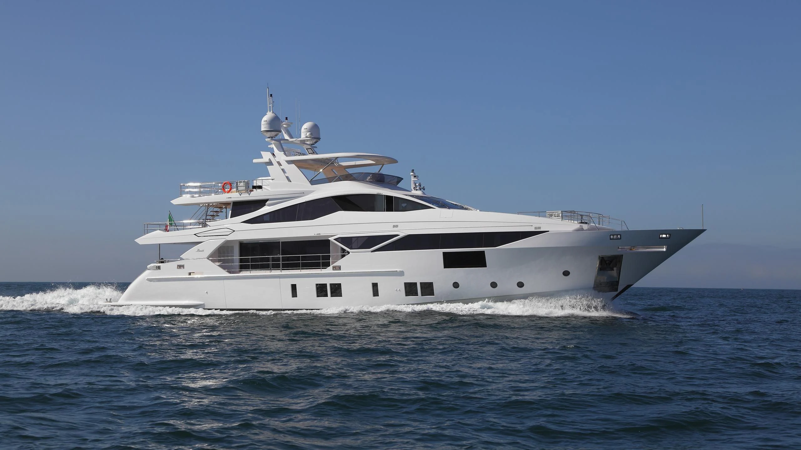 a large white yacht aboard CHARISMA Yacht for Sale