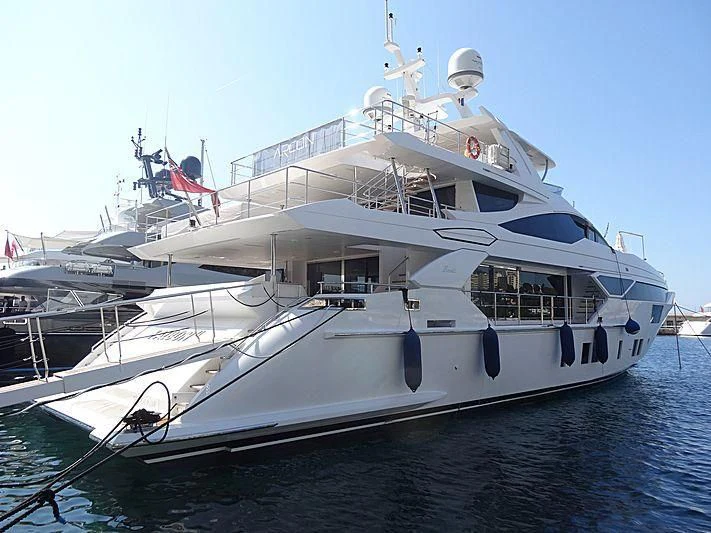 a large white boat aboard CHARISMA Yacht for Sale
