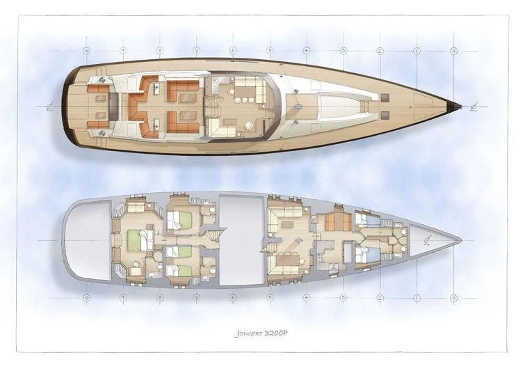 diagram, engineering drawing aboard JONGERT 3200P Yacht for Sale