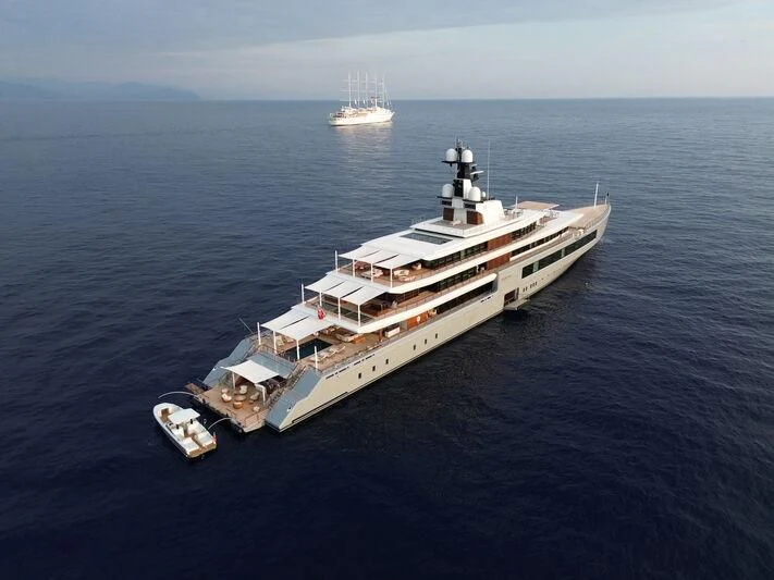 a large ship in the water aboard SEVEN SEAS Yacht for Sale