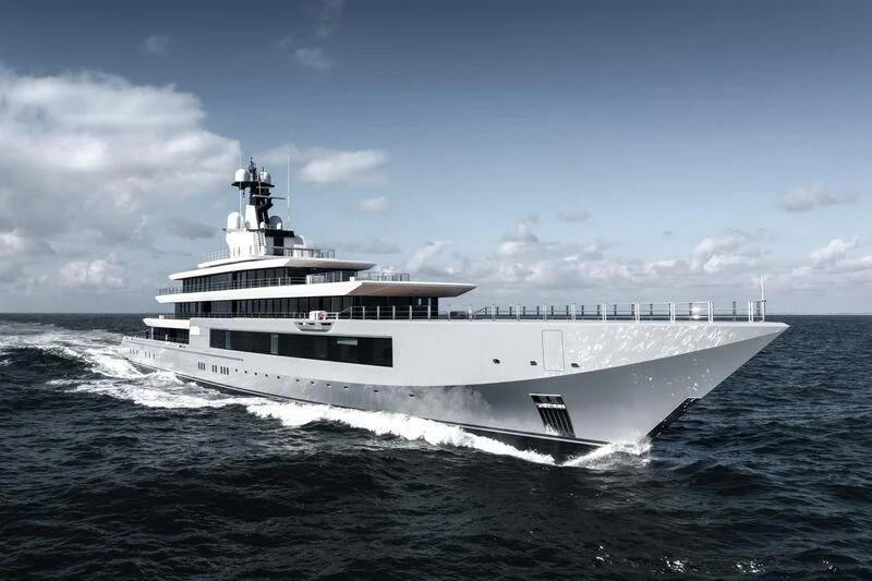 a large white boat aboard SEVEN SEAS Yacht for Sale