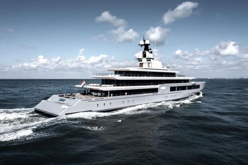 a large white ship in the water aboard SEVEN SEAS Yacht for Sale