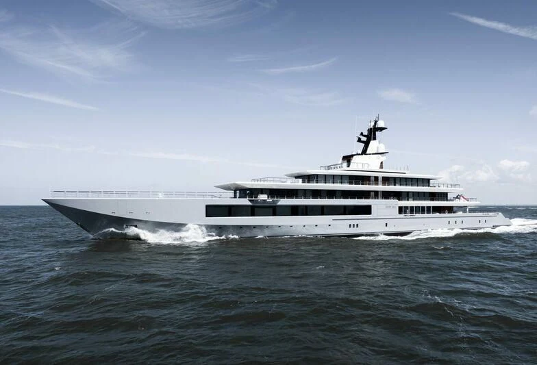 a large white boat aboard SEVEN SEAS Yacht for Sale
