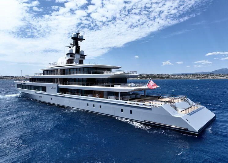 a large white ship in the water aboard SEVEN SEAS Yacht for Sale