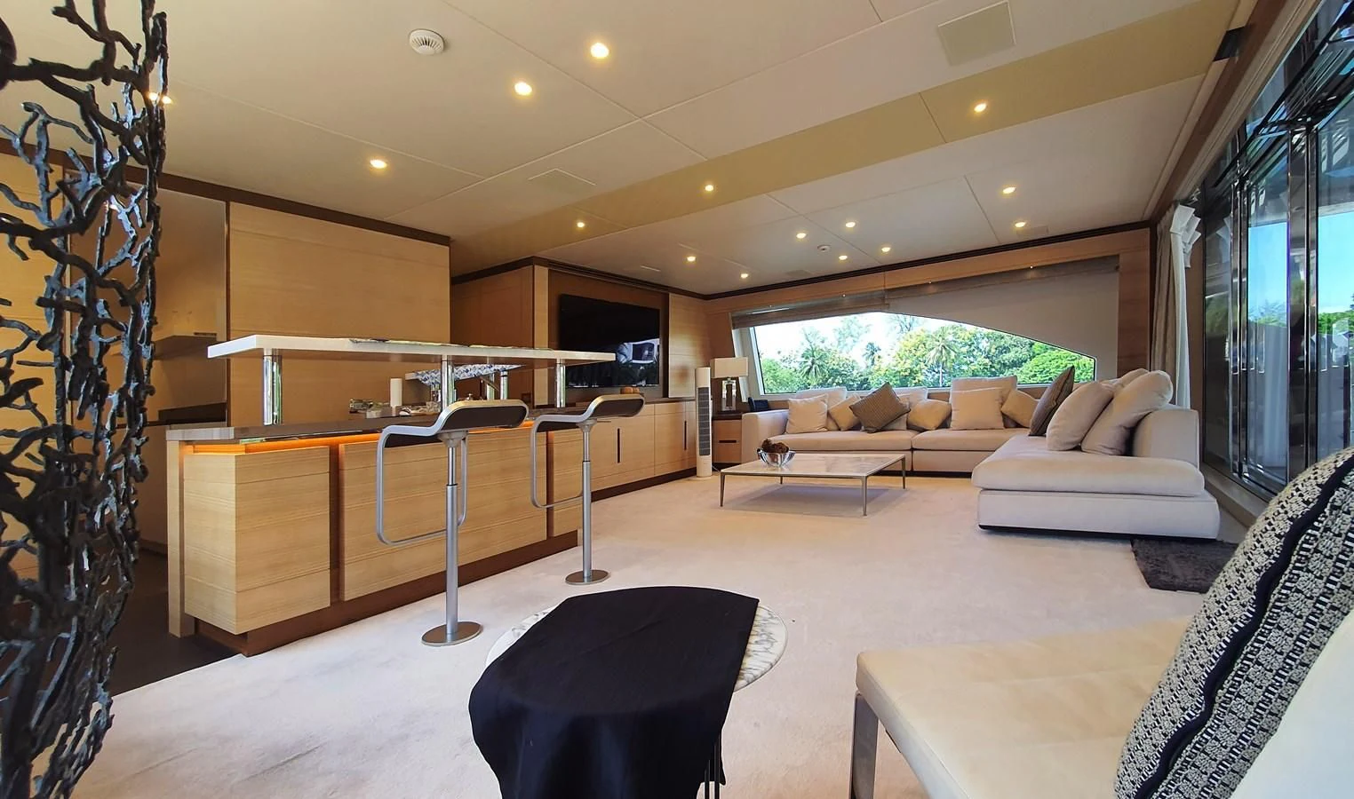 a modern looking living room aboard CALYPSO Yacht for Charter