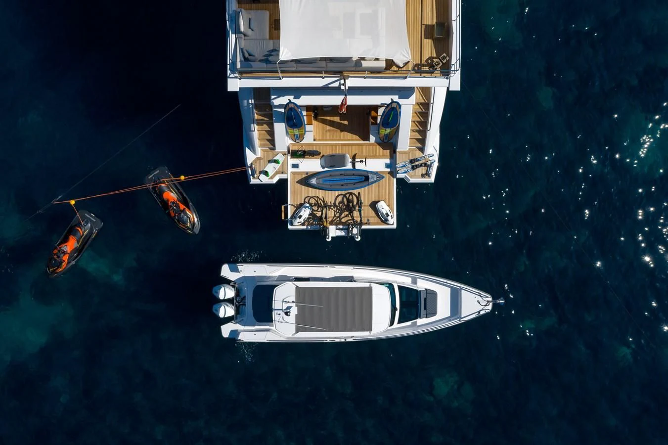 a boat with lights on it aboard CALYPSO Yacht for Charter