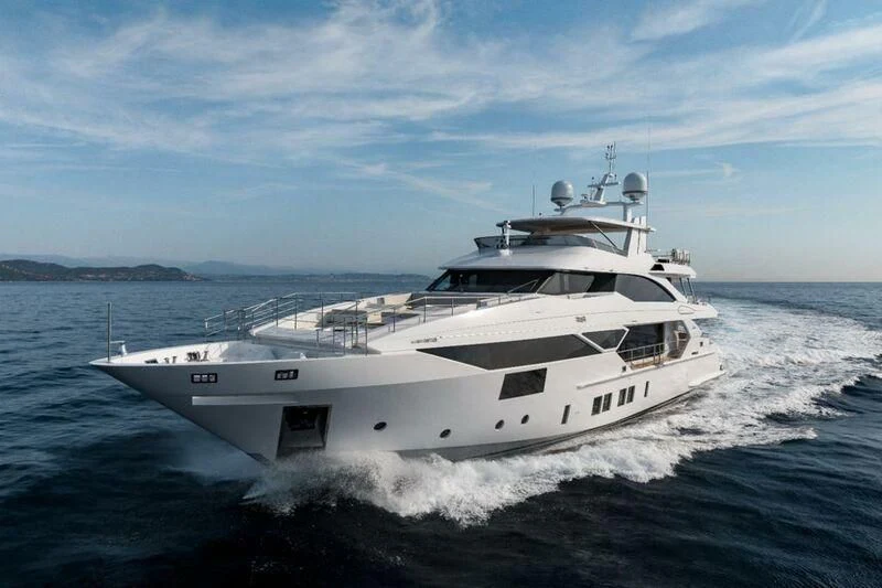 a white yacht on the water aboard CALYPSO Yacht for Charter