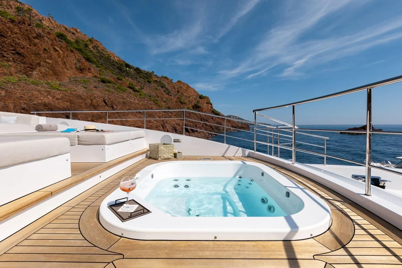 a pool on a deck aboard CALYPSO Yacht for Charter