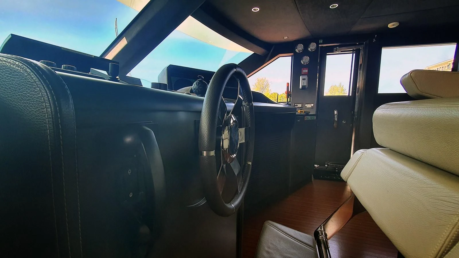 the inside of a car aboard CALYPSO Yacht for Charter
