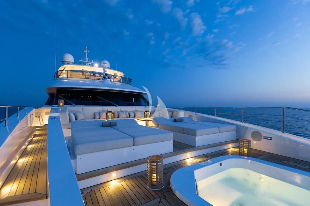 a large ship on a deck aboard CALYPSO Yacht for Charter