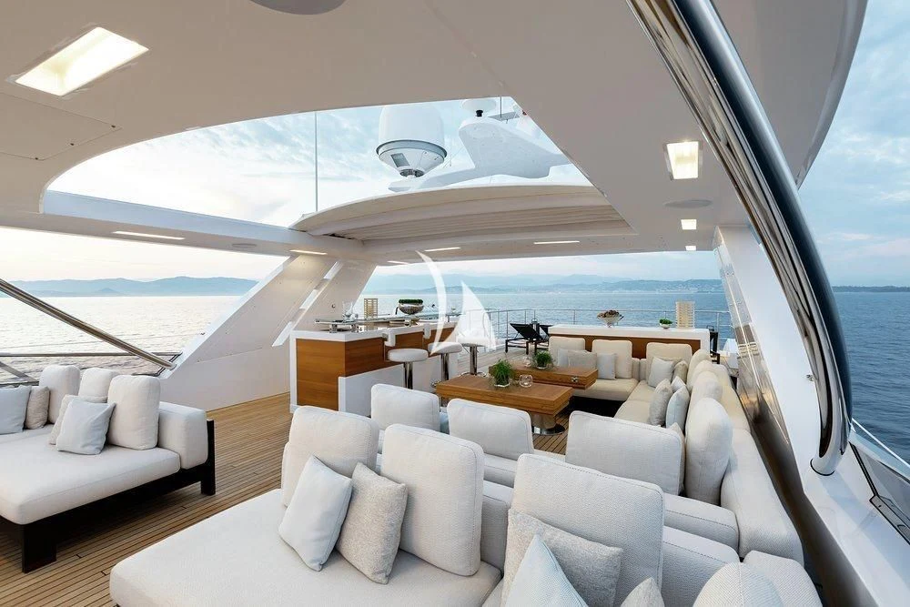 a room with a large window aboard CALYPSO Yacht for Charter