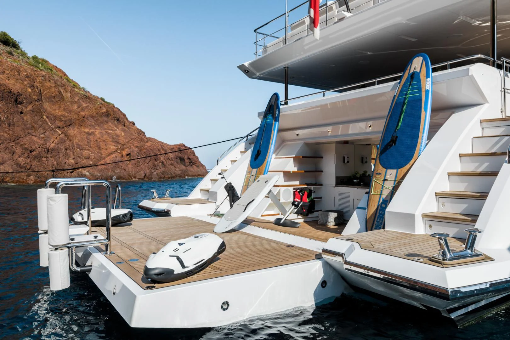 a boat docked at a pier aboard CALYPSO Yacht for Charter