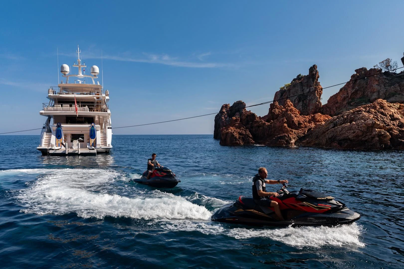 a boat and a boat in the water aboard CALYPSO Yacht for Charter