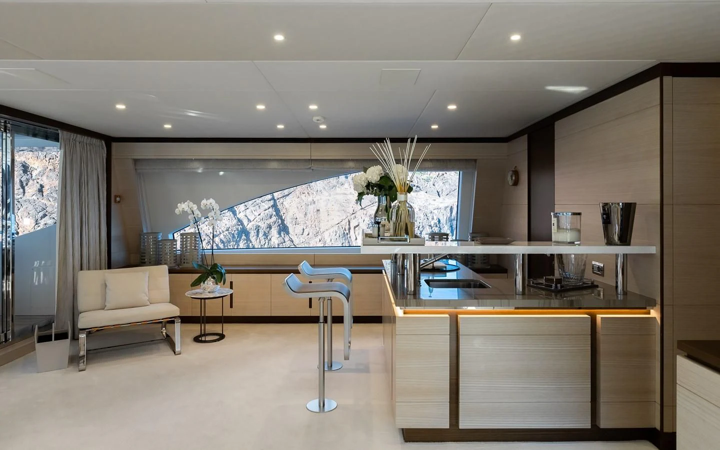 a room with a table and chairs aboard CALYPSO Yacht for Charter