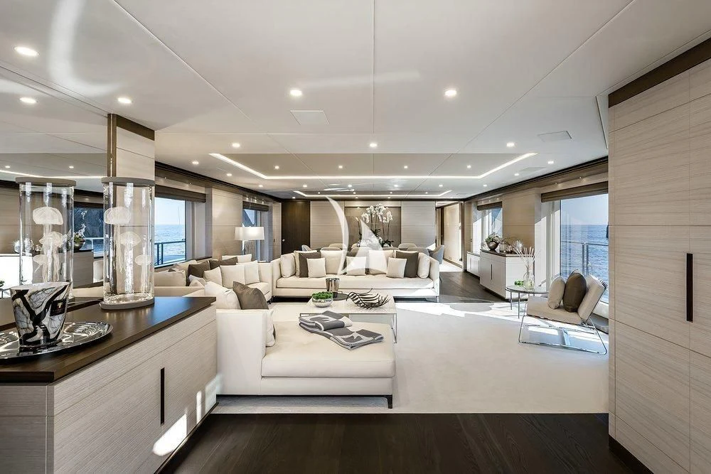 a modern looking living room aboard CALYPSO Yacht for Charter