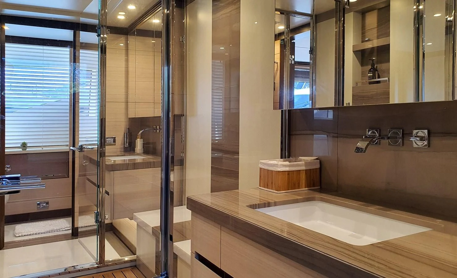 a bathroom with a large tub aboard CALYPSO Yacht for Charter