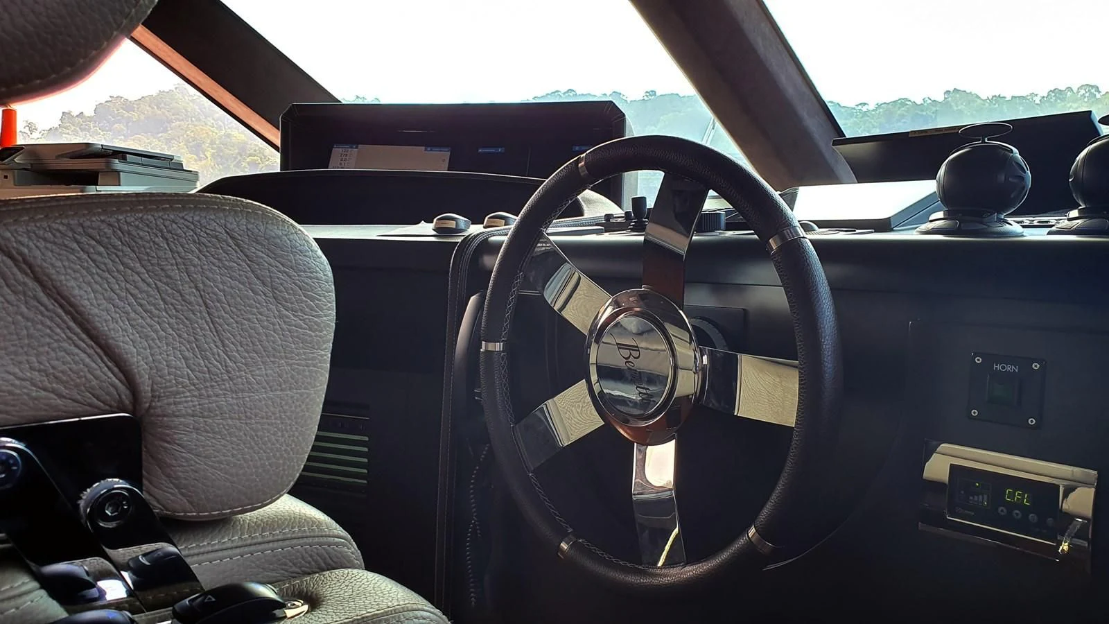 the interior of a car aboard CALYPSO Yacht for Charter