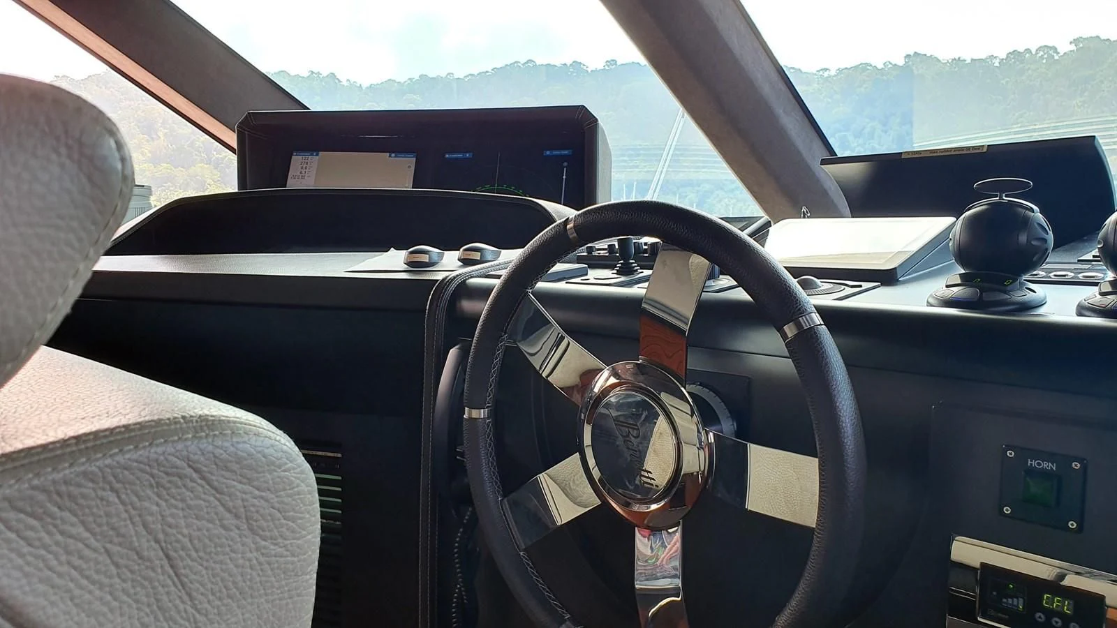the interior of a car aboard CALYPSO Yacht for Charter