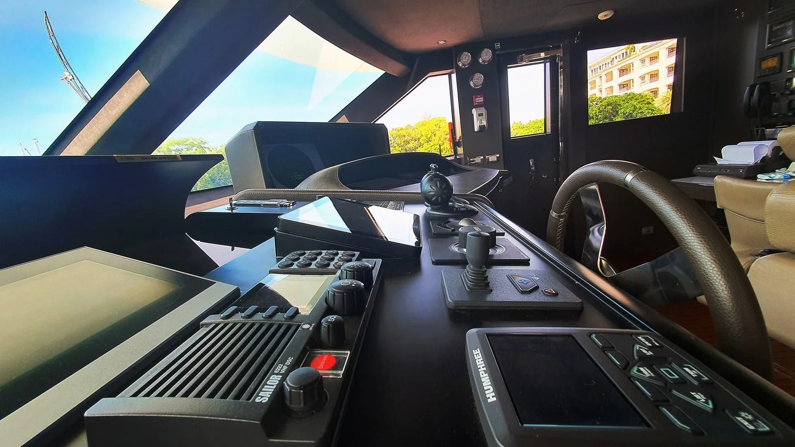 a vehicle with a keyboard and a monitor and a chair aboard CALYPSO Yacht for Charter