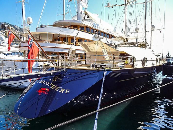 a large boat docked aboard ATMOSPHERE Yacht for Sale
