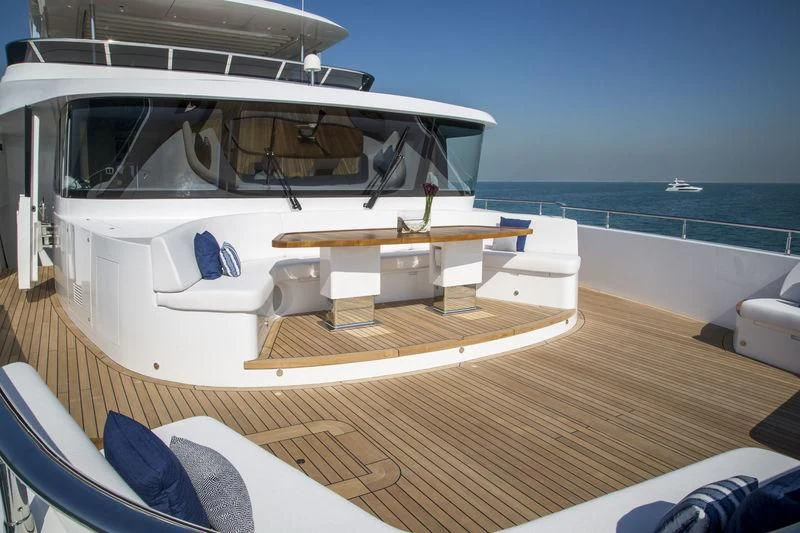a boat on a deck aboard C'EST LA VIE Yacht for Sale