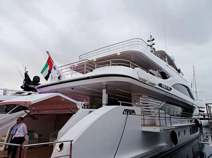 a boat docked at a pier aboard C'EST LA VIE Yacht for Sale