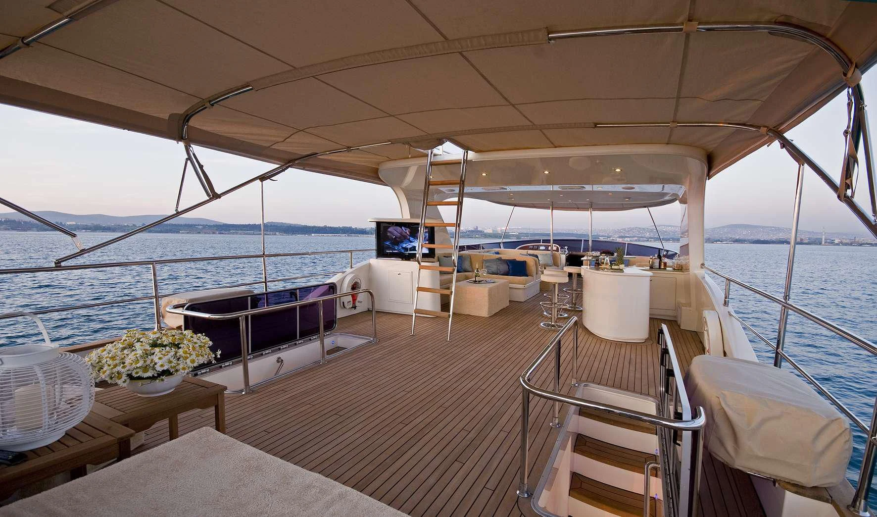 a boat on the water aboard AZMIM Yacht for Sale