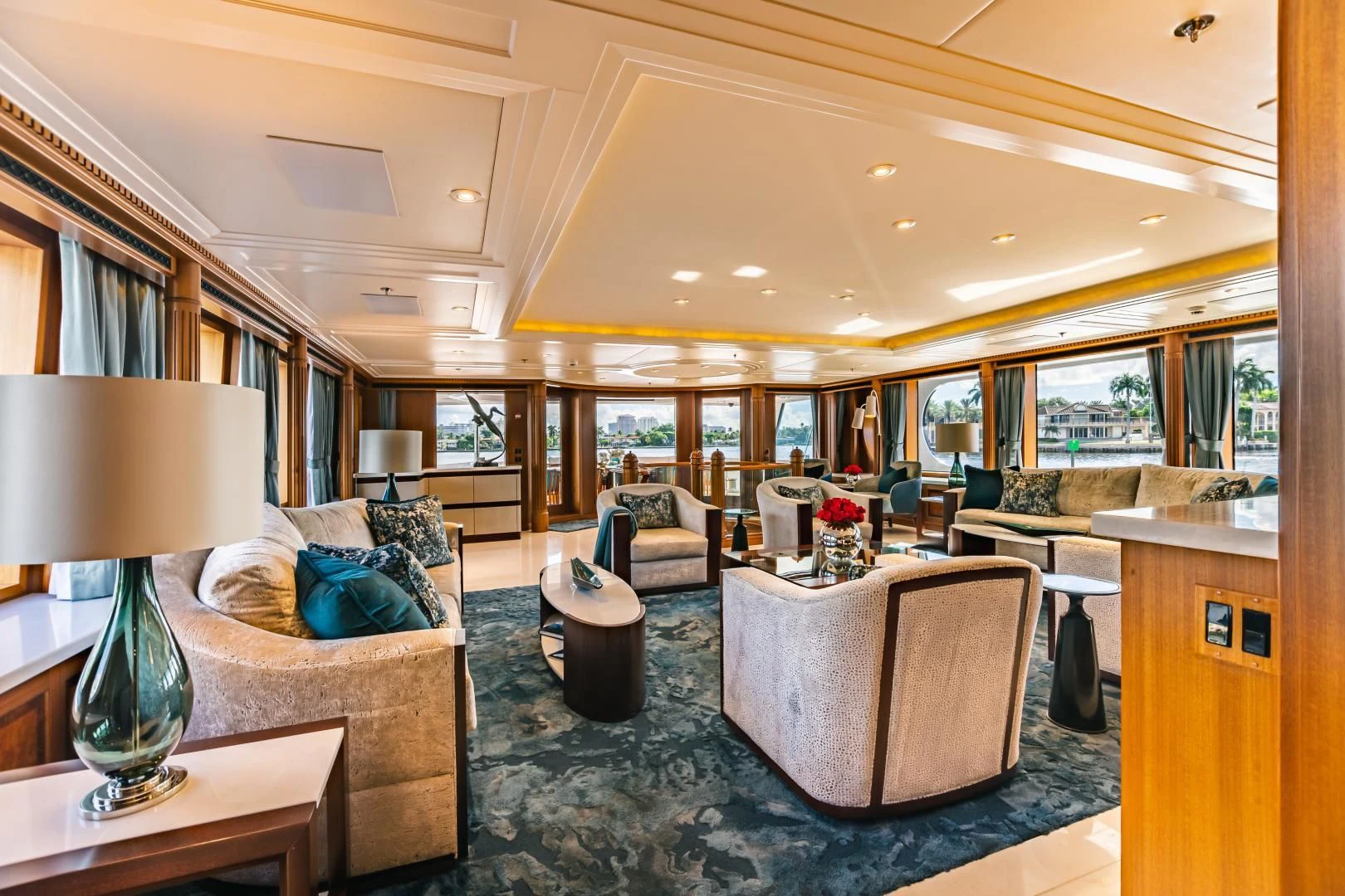 a living room with a couch and a chair aboard ACTA Yacht for Charter