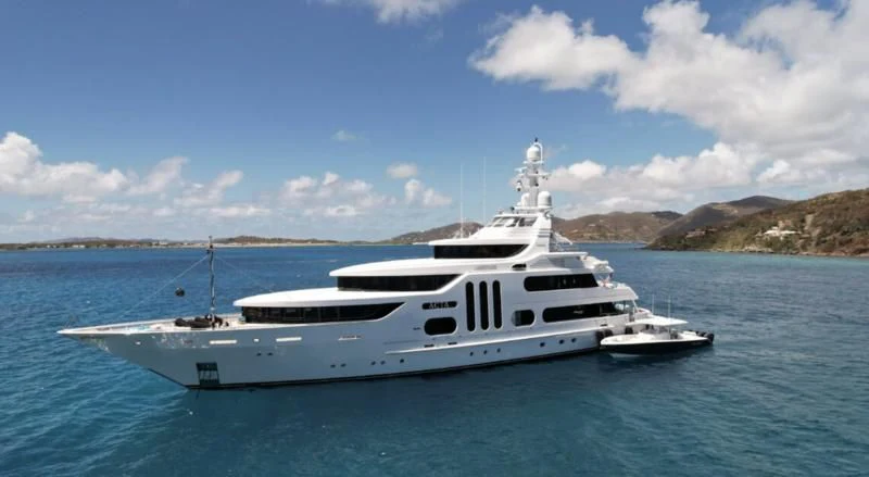 a white yacht in the water aboard ACTA Yacht for Charter