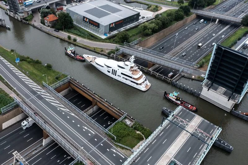 a group of boats on a river aboard ACTA Yacht for Charter