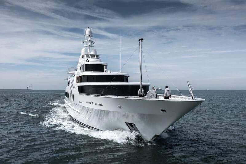 a large white boat aboard ACTA Yacht for Charter
