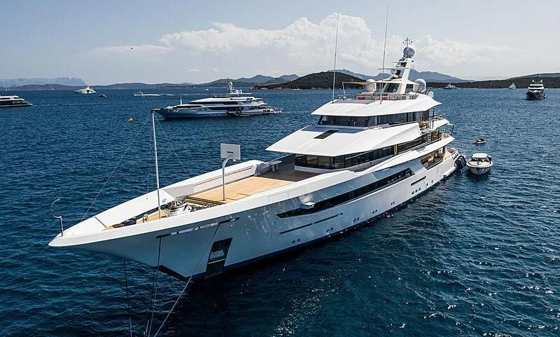 a large white yacht in the water aboard JOY Yacht for Sale