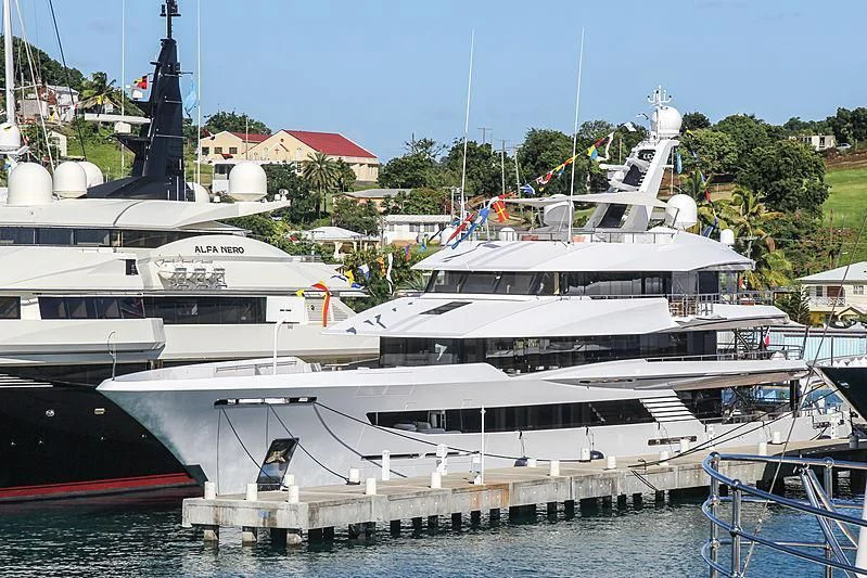 a group of boats docked aboard JOY Yacht for Sale