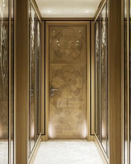 a large glass door aboard JOY Yacht for Sale