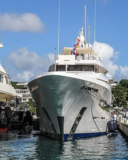 a large white boat aboard JOY Yacht for Sale