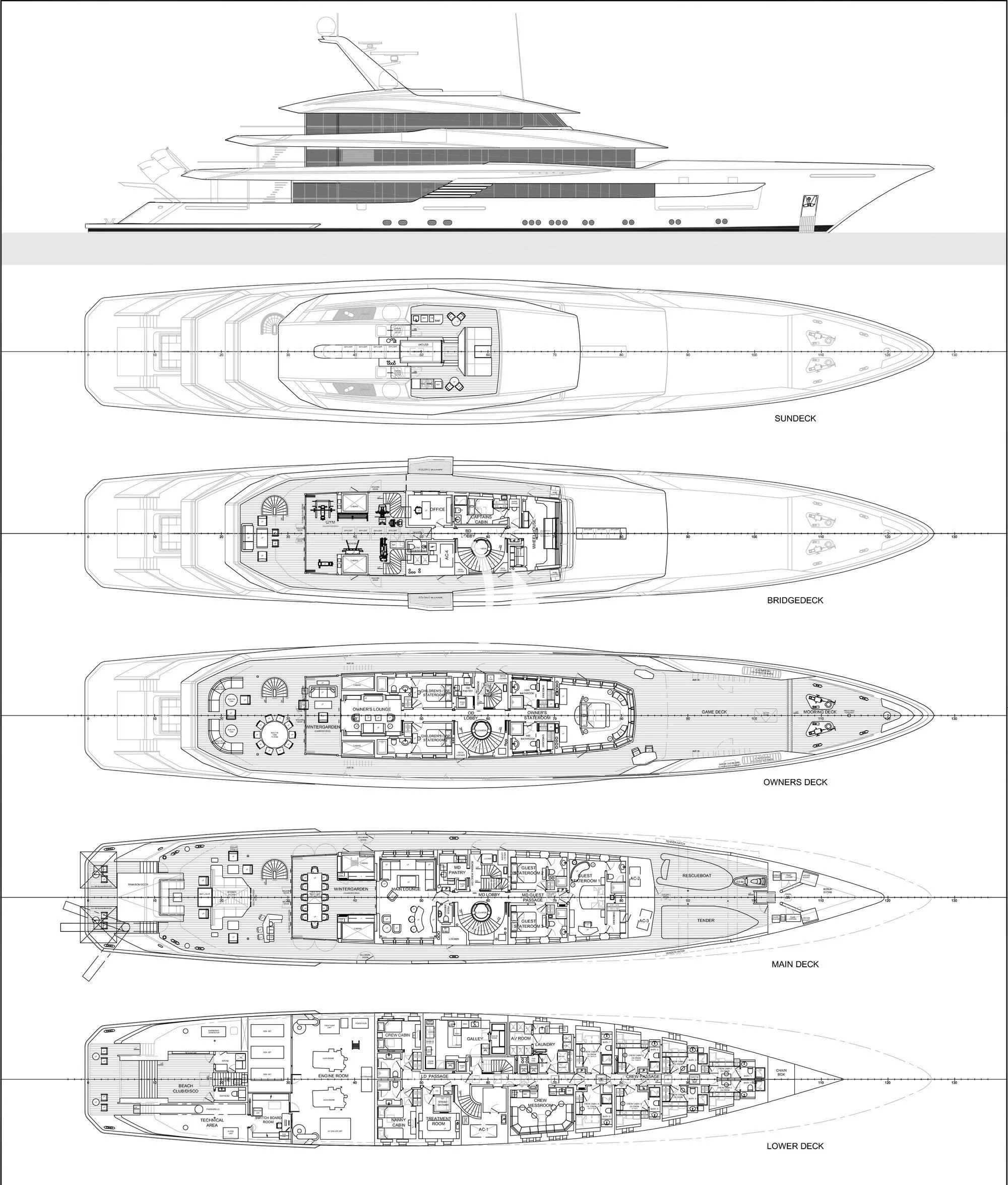 diagram, engineering drawing aboard JOY Yacht for Sale