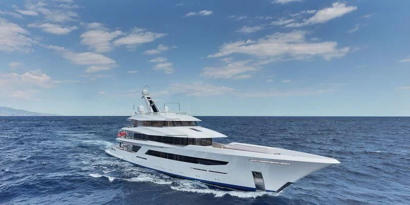 a white yacht on the water aboard JOY Yacht for Sale