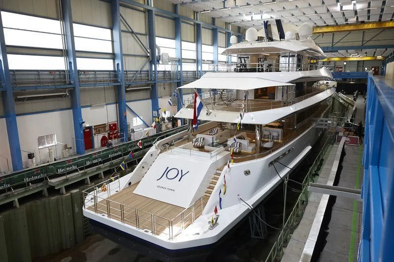 a model of a ship aboard JOY Yacht for Sale