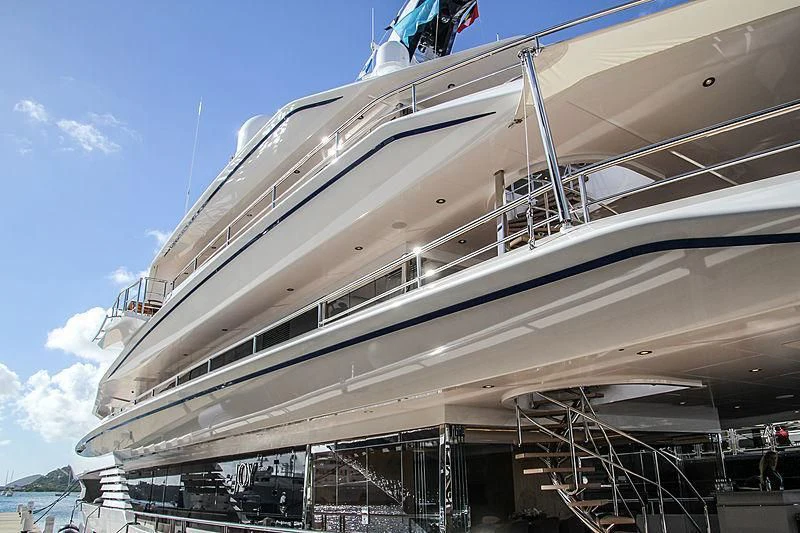 a large boat docked aboard JOY Yacht for Sale